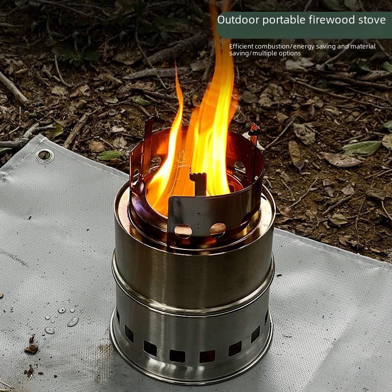 Portatif Paslanmaz Çelik Yüksek Ayaklı Üçgen Odun Sobası