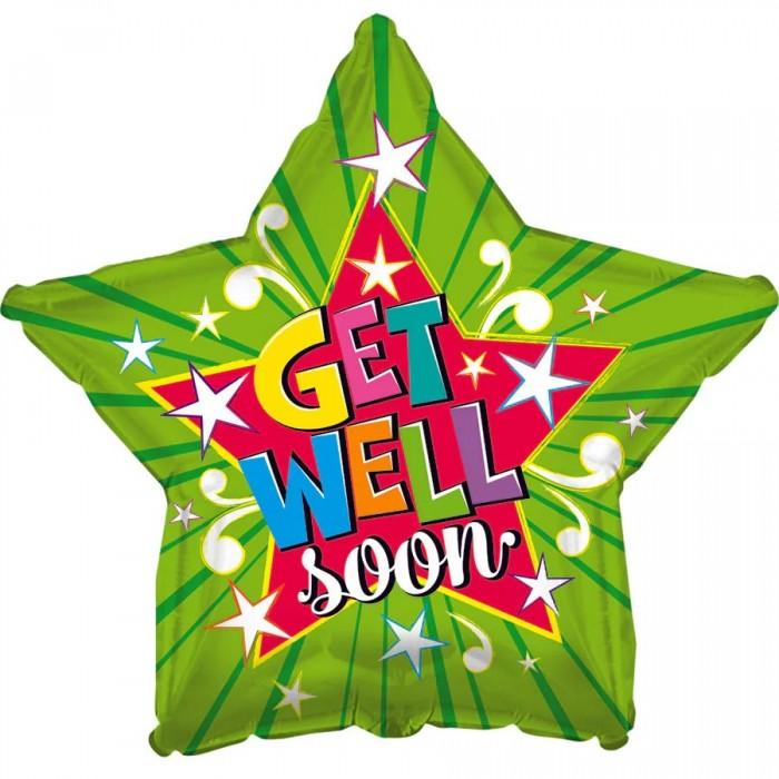 Balão de folha estrela de melhoras logo One Size preto
