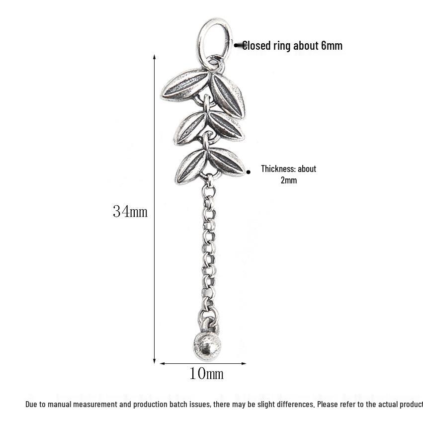 S925 Sterling Silver Wheat Ear Tassel Pendant for DIY Jewelry: Bracelet, Necklace, Earring.