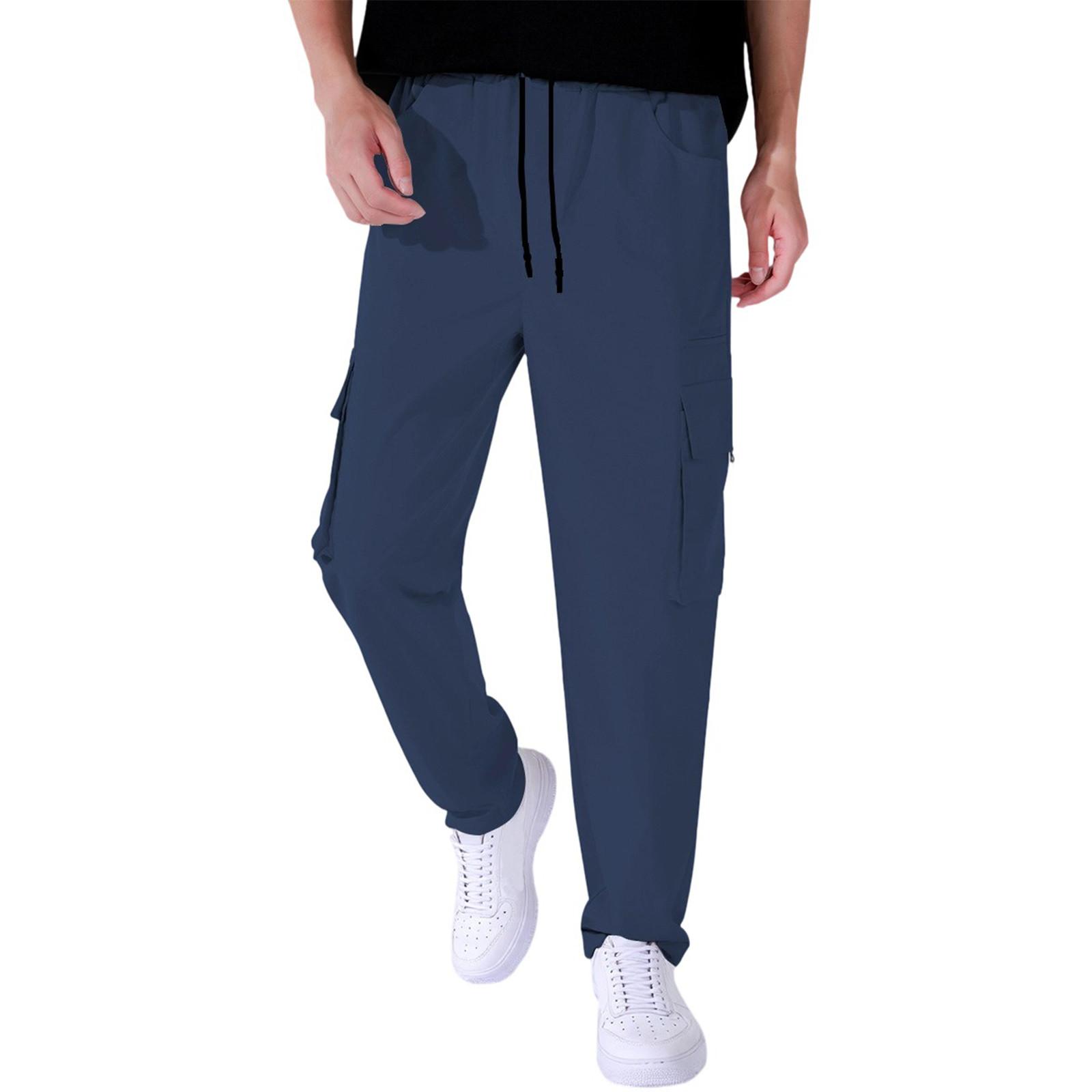 

Мужские комбинезоны, повседневные брюки с несколькими карманами и завязками, походные брюки M тёмно-синий