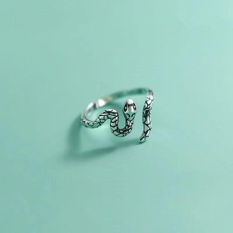 Forest Style Retro Old Snake Shape Irregular Ring Temperament Simple Geometric Ring Adjustable