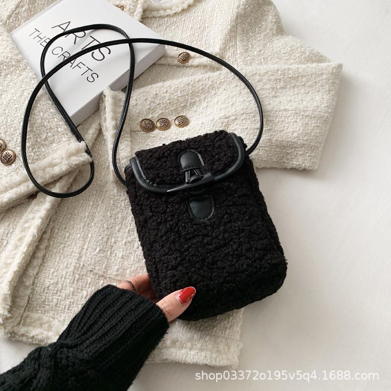 Lamm plyschväska höst och vinter ny damväska axelväska Mao Mao mobilväska