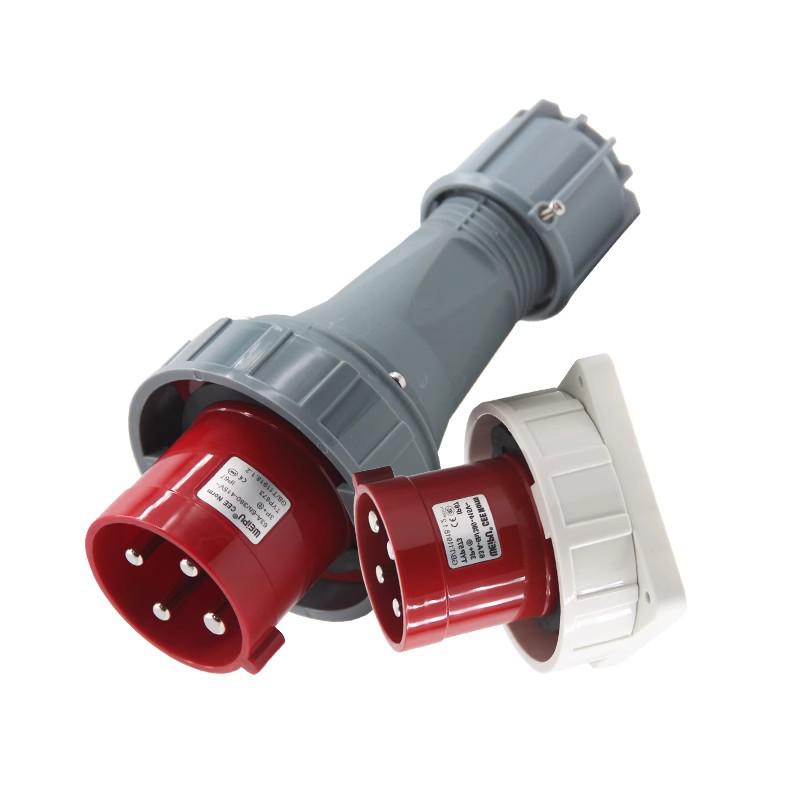 Weipu Industrial Plug TYP573 Surface/Flush Mount, IP67 Waterproof, 63A 4-Pin Aviation Connector