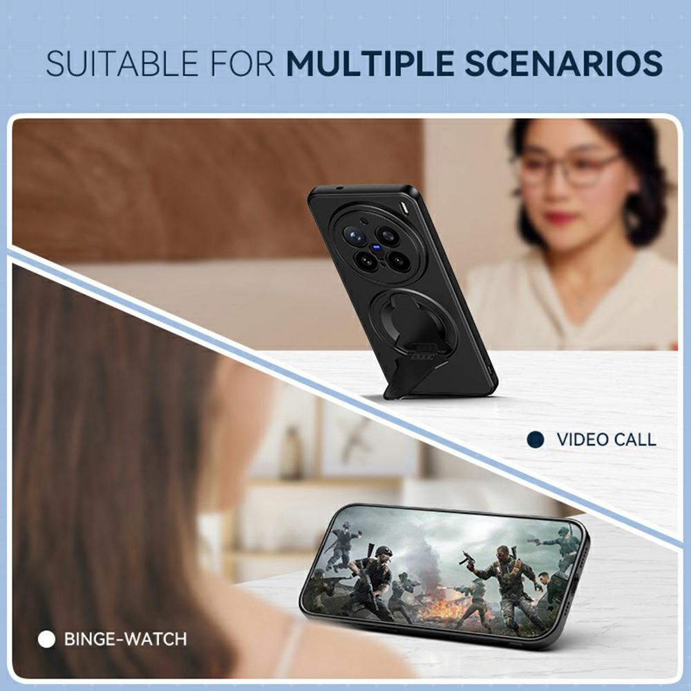 For vivo X200 Pro 5G Case Compatible with MagSafe Hidden Kickstand Skin-Feel Matte PC TPU Phone Back Cover