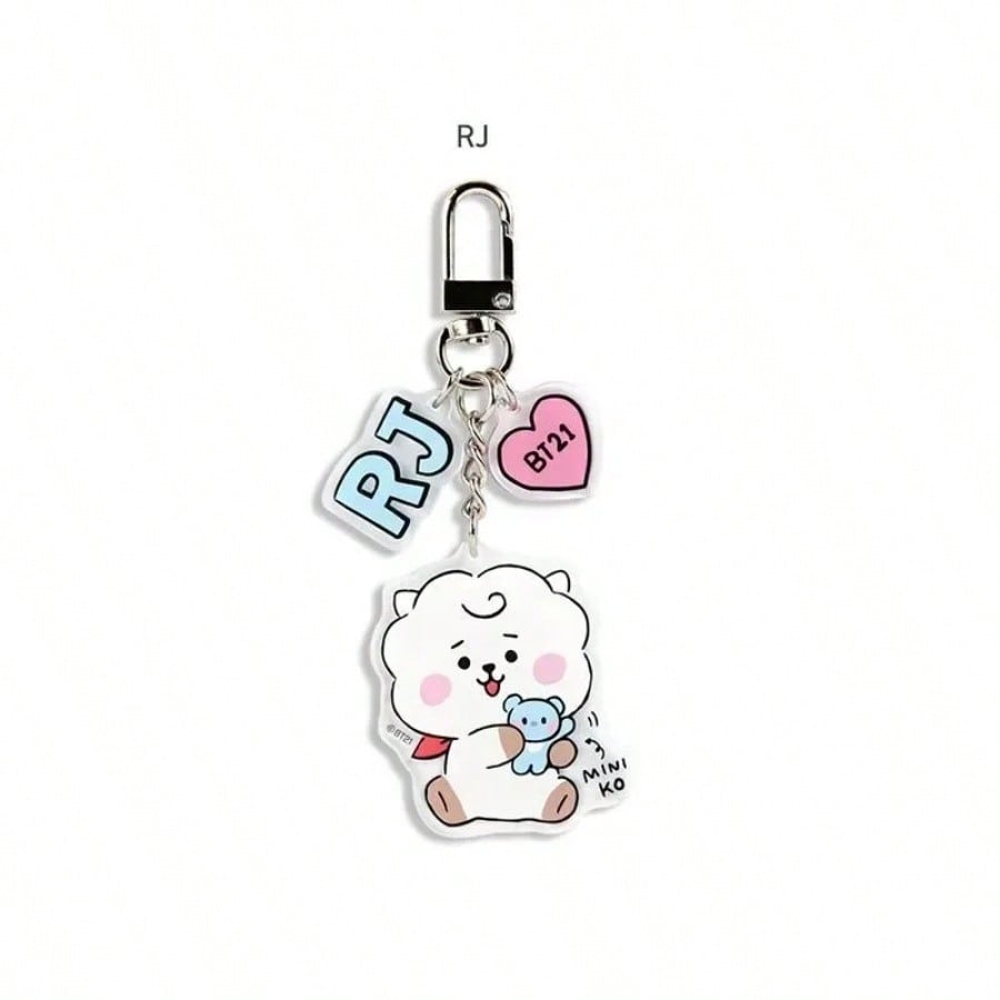 LINE FRIENDS BT21 Anime Kpop und Cartoon Schöne Schlüsselanhänger und Plüschtiere Niedliche RJ Tata und Koya Acryl Rucksackanhänger