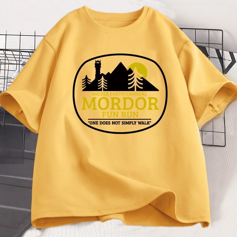 Middle Earths Annual Mordor Funny Run T Shirt Trendy Vintage Cotton Short Sleeve Harajuku Tshirt Oversized Unisexs Clothing Tops