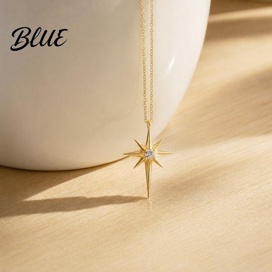 Versatile Style Necklace Mini Eight-Pointed Star for Women Rhinestone Polished