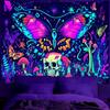 BVBOX Blacklight Animal Wolf Tapestry  Iridescent Mountain Top Wolf Tapestry Glow In The Dark, UV Reactive Black Light U