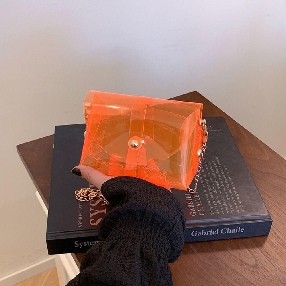 Kawaii Transparent Crossbody Bag Candy Color Mini Lipstick Bag Elegant Jelly Shoulder Bag  Shopping