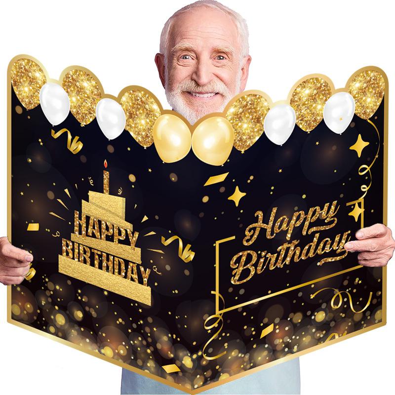 

Retirement Card Black Gold Giant Name Book Birthday Message Memorial Card чёрный