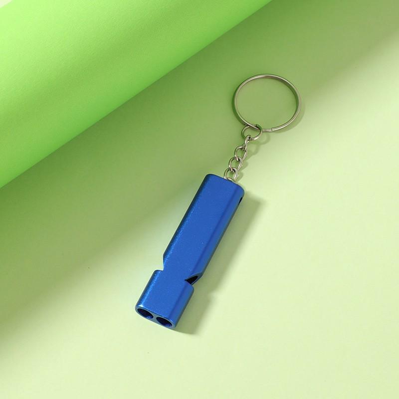 High-Frequency Dual/Single-Hole Aluminum Whistle with Lanyard for Outdoor Survival
