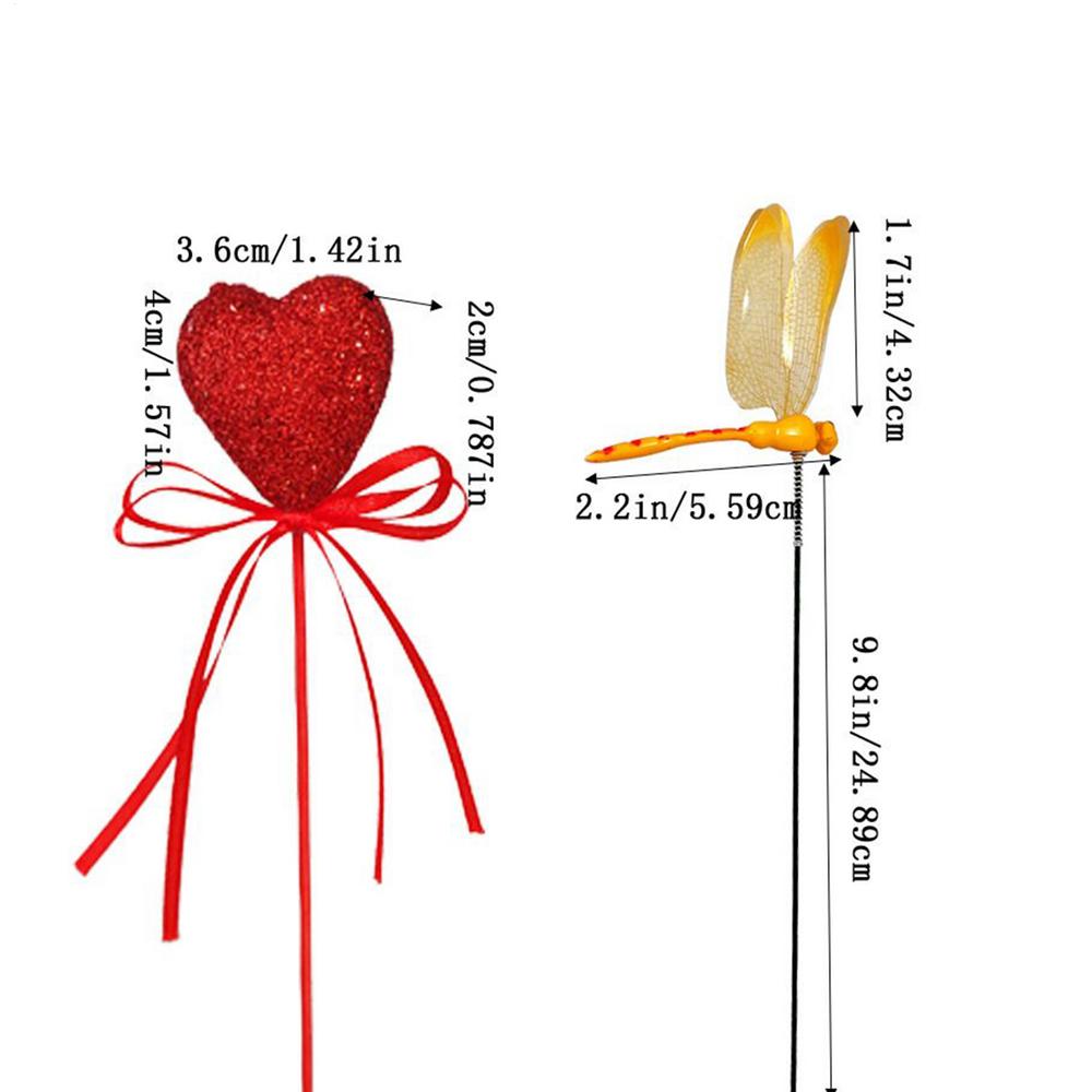 

Dragonfly Stakes For Garden Planter Landscaping Decor Heart Shape Flower Pot Stake For Gardeners Indoor Outdoor DIY Landscapers білий