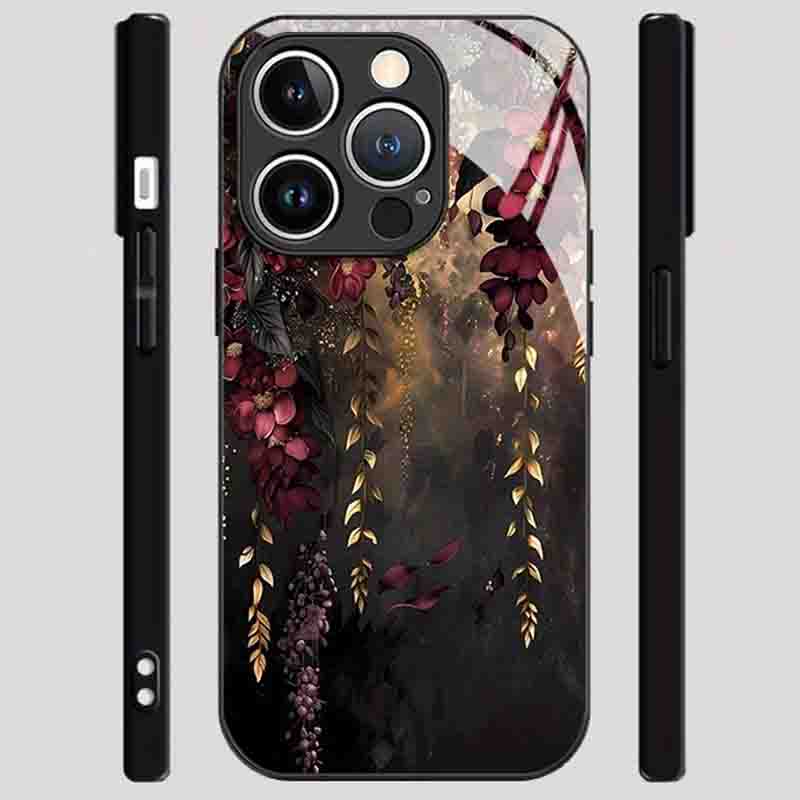 Handyhülle für iPhone 17 16 15 14 Pro Max 13 12 11 16E 17 Air 7 8 Plus XR XS X Mode Kunst Blumenmuster Gehärtetes Glas Cover