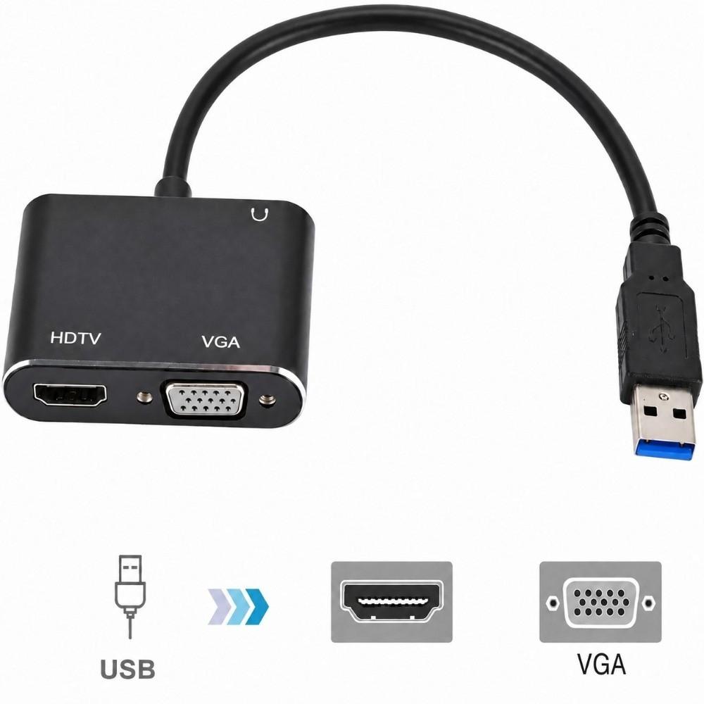 Full HD USB to HD VGA Adapter HD VGA Female 1080P Display Adapter For Dual Screens
