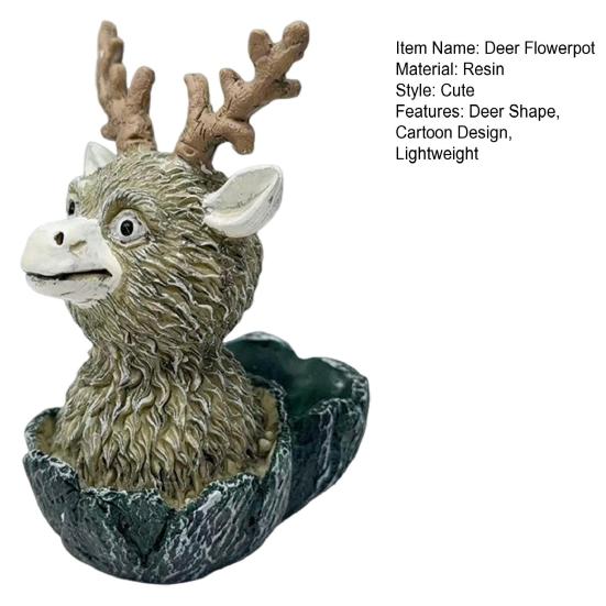 Yousheng Hirsch Blumentopf Wasserdicht Rostfrei Harz Blumentopf Cartoon Design Pflanztopf Innen Außen Kleine Pflanzen Deko