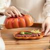 Pumpkin-Shaped Cheese Board Thanksgiving Table Orange Countertop Multi-Purpose Dish Halloween Ceramics Halloween for