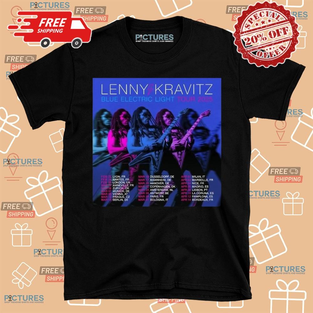 Lenny Kravitz Blue Electric Light 2026 Tour Poster Shirt M