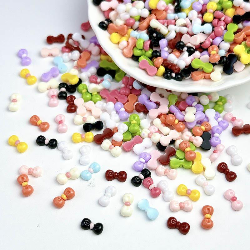 New Resin kt Bowknot 10*5mm Colorful Nail Art Accessories Nail Phone Case Hairpin Decoration DIY
