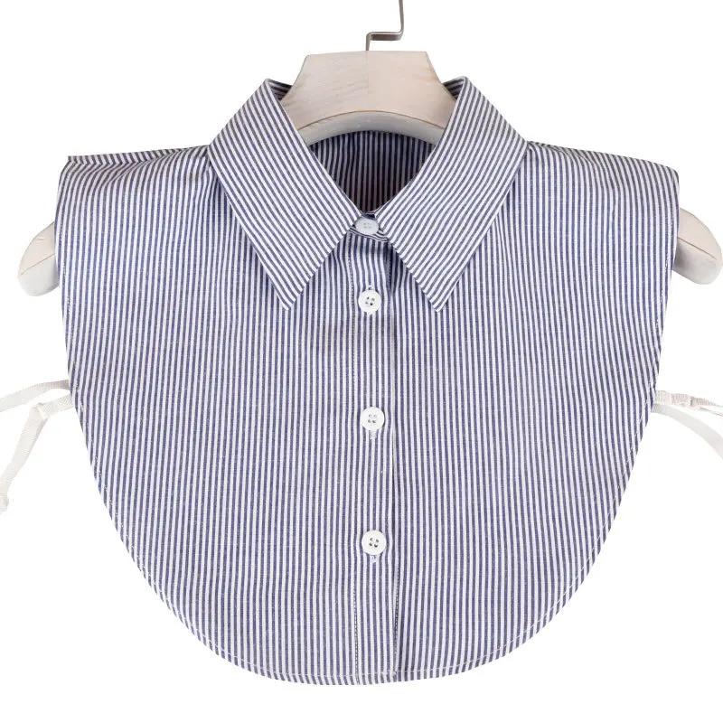 Perfect Match Linbaiway Fashion Shirt Fake Collar For Women Striped Detachable Collar Lapel Shirt Vintage False Collar Mujer Gift Accessories