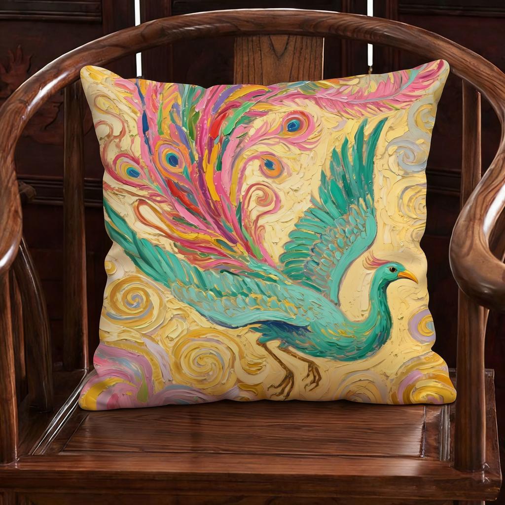 New Chinese Style Phoenix Pillow Living Room Sofa Decorative Piece Good Luck Bedroom Carriage Moving Gift Long Rectangle Plus...