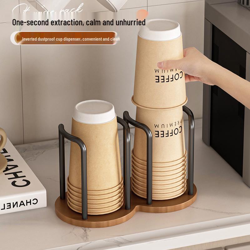 Paper Cup Holder & Dispenser: Dustproof Storage Rack for Coffee & Dining Tables