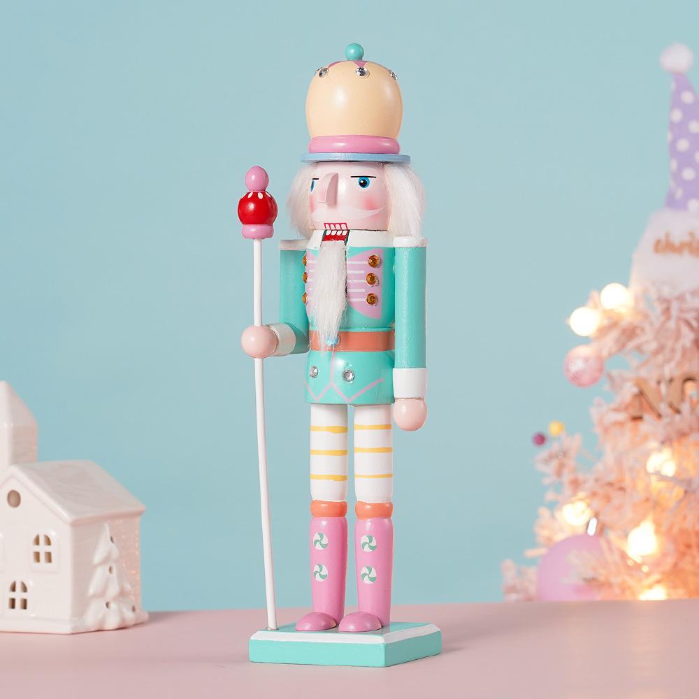 30CM Wooden Nutcracker Ornament Candy Series Soldier Statues Handcraft Doll Toy Home Office Decoration Statues Christmas Gift