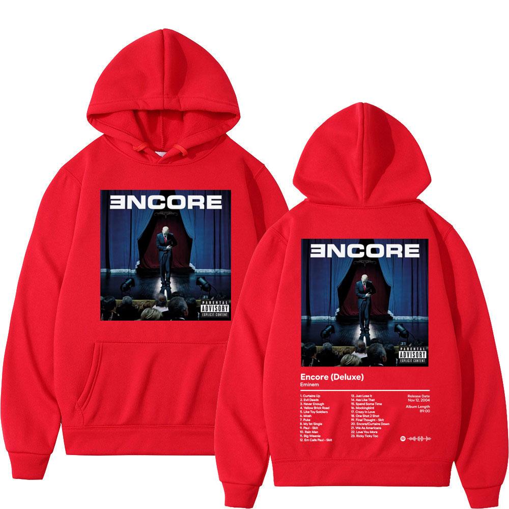 

Rapper Eminem Album Encore Double Sided Graphic Hoodie High Street Fashion Oversized Pullovers Men Women Hip Hop Vintage Hoodies S красный
