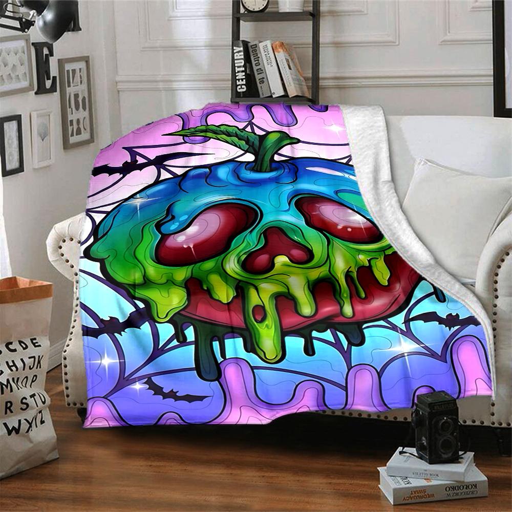 1pc Poison Apple Blanket, Lightweight Flannel Fleece with Digital Printing, Soft Warm for Sofa, Travel, Camping, Office, Couch, Chair, and Bed, All-Se