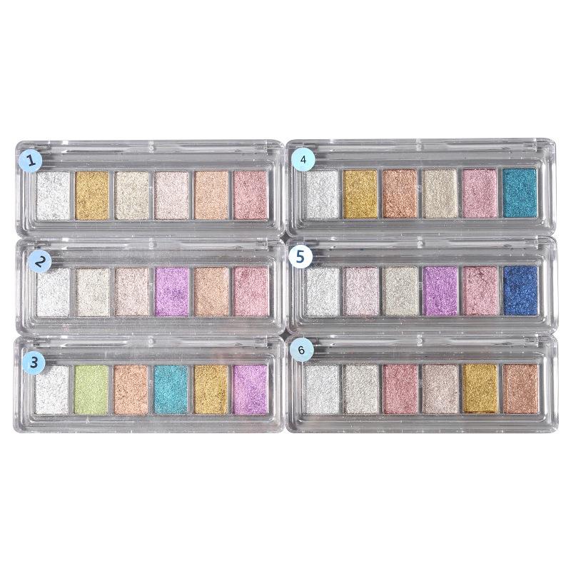 Solid Magic Mirror Powder: 6-Color Nail Salon Bright Eyeshadow Palette - Mermaid Fairy Aurora Outlining Powder