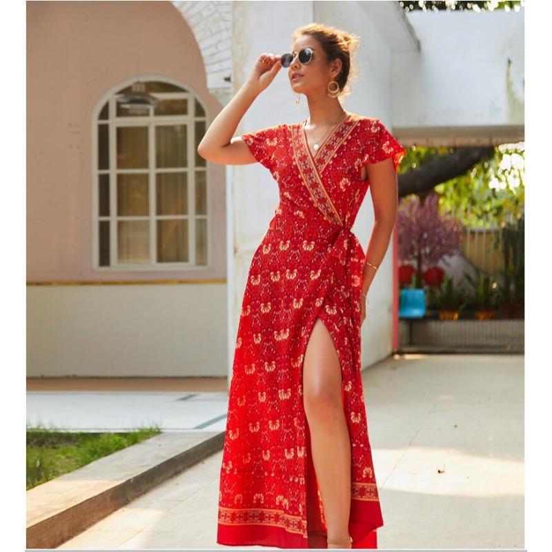 Boho potisk sexy plážové ležérní dovolenkové párty šaty potisk šaty