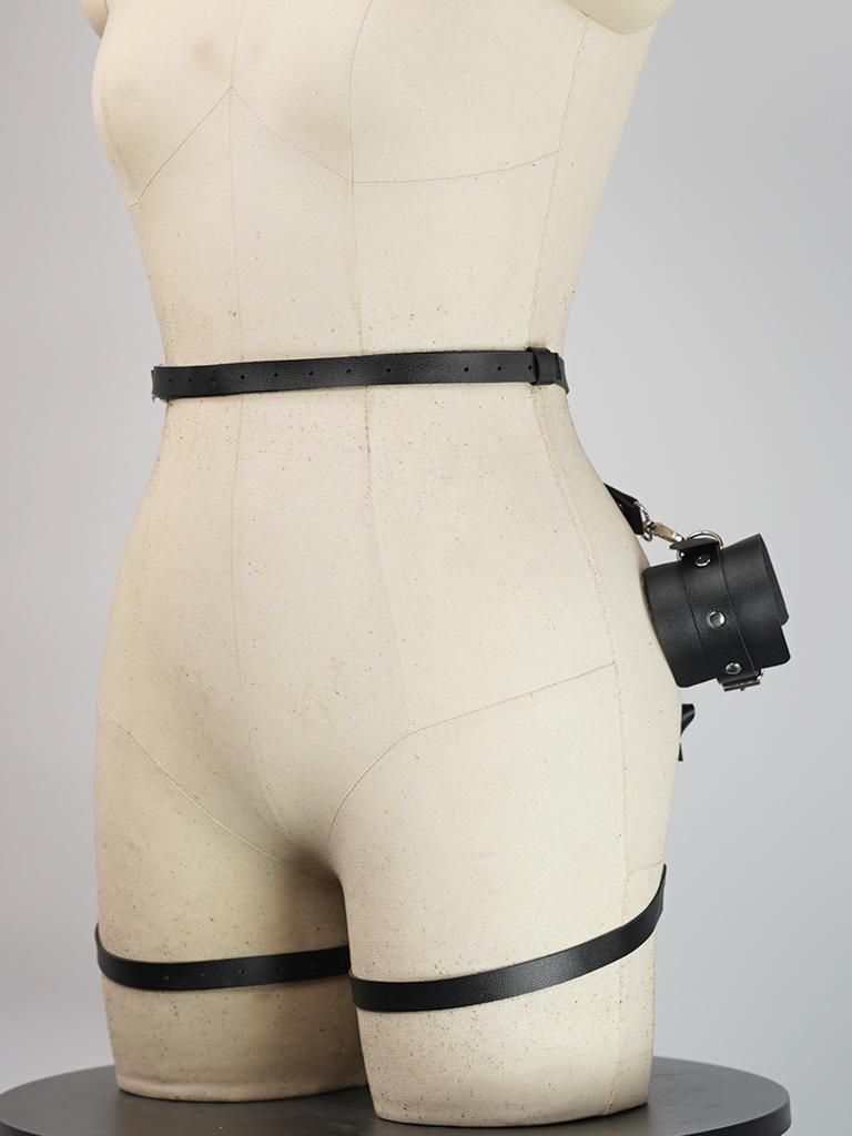 Women Sexy PU Harneess Waist Belt Set, Leg Harness Thigh Restraint Restraint Harness Gothic Lingerie Fetish Harness Belt.