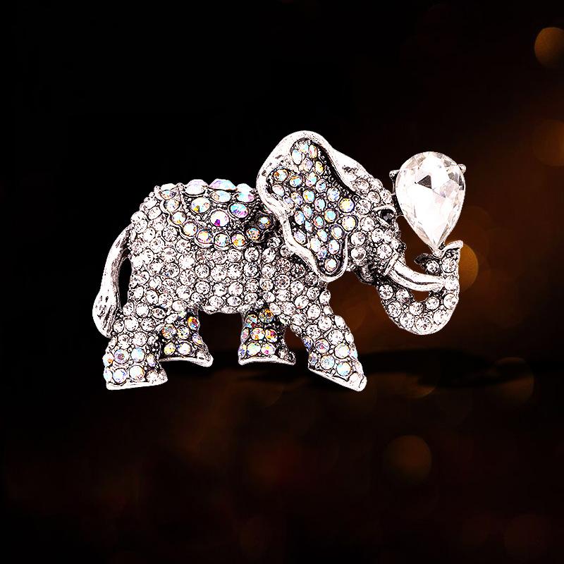 

Ornaments Crystal Good Luck Lucky Lucky Elephant Elephant Animal Golden Elephant Brooch білий