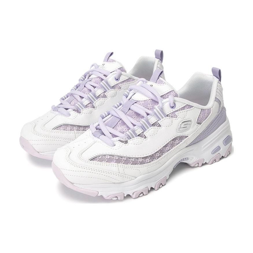 Skechers DLites 1.0 Mesh Comfortable Low-Top Dad Shoes Women Sneaker White Purple 896235-WLV