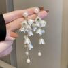 French Floral Pearl Tassel Earrings: Vacation Style, Sweet Temperament, High-End Luxury Jewelry for Women