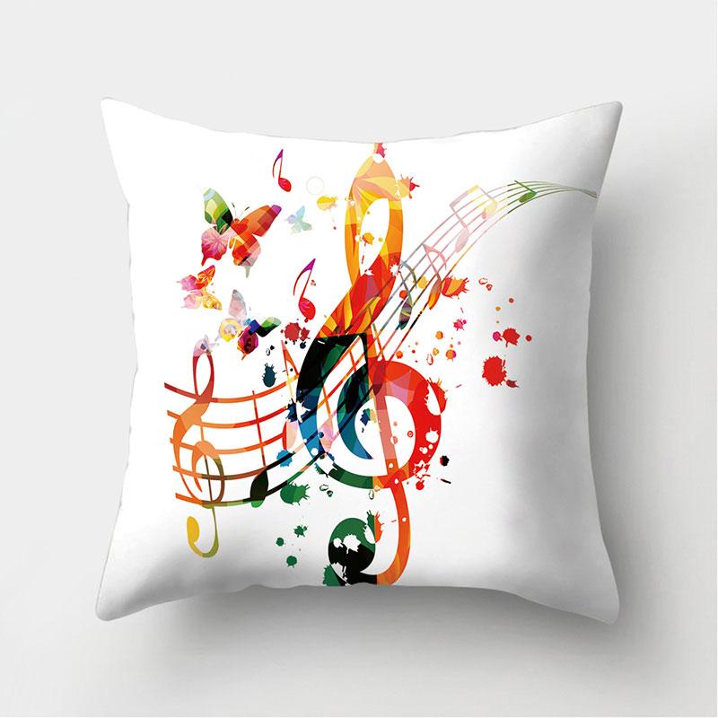 Cushion Cover Pillow Sofa Decorative Pillowcase Musical Instrument Pattern