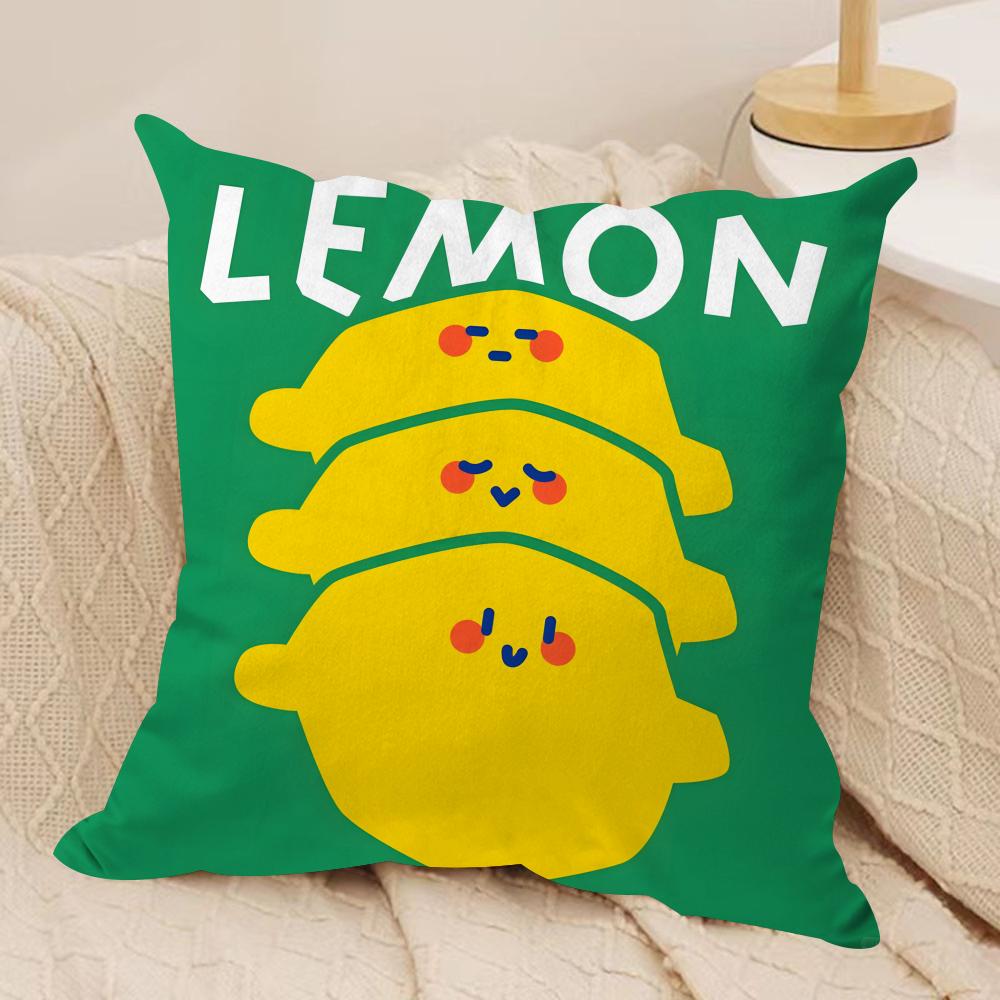 Cute Anime Fruit Cushion Cover Soft Plush Fabric DoubleSided Printed Sofa Cushion Cover for All Seasons Home Decor Gift