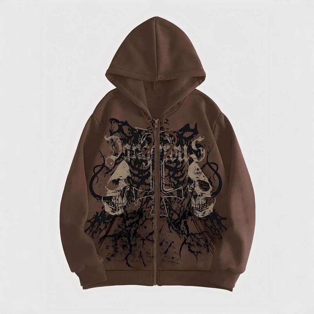Trendiger schwarzer Damen-Langarm-Loose-Hoodie mit amerikanischem High-Street-Print für den Herbst