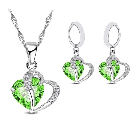1 Set Hängeohrringe Geometrisch Strass Hochglanz Zirkonia Feine Verarbeitung Dekoration Glänzend Herzförmiger Anhänger Halskette Damen Accessoire