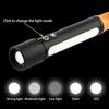 New Multifunctional Flashlight with Side Floodlights Telescopic Zoom Outdoor Portable LED Flashlight Carrying Tail Hook