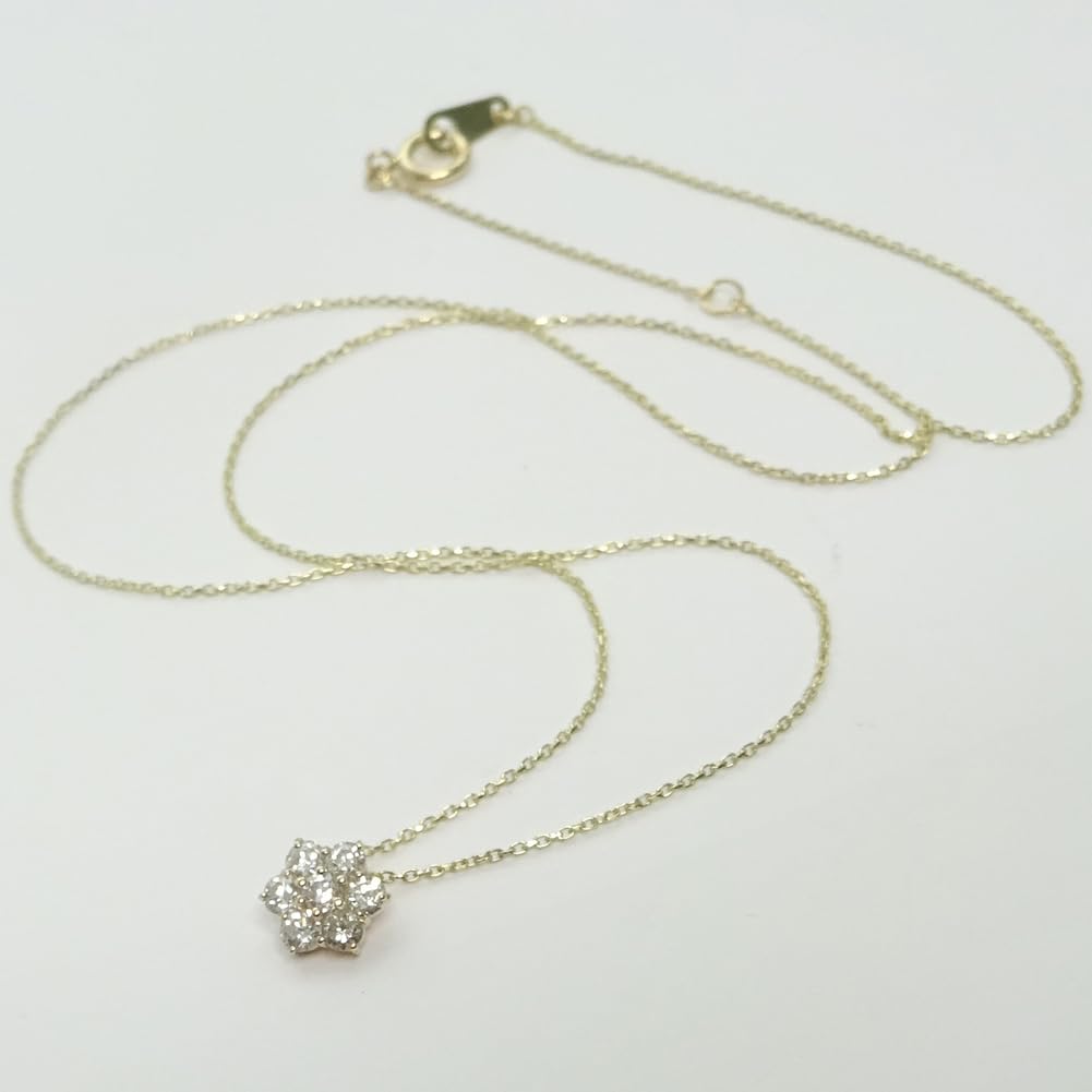 Und Ich Schmuck Diamant Halskette Sieben Sterne Karat 10K Gelbgold Feiner Diamantanhänger mit Echtheitszertifikat [You Box] 0.2