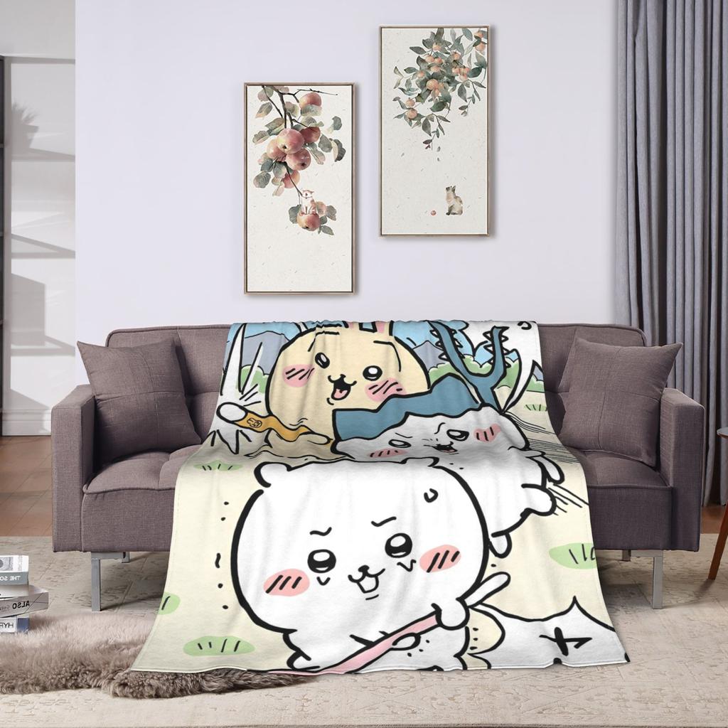 Cute Cartoon C-Chiikawa Hachiware Blankets Coral Fleece Plush Spring Portable Soft Throw Blankets for Bed Couch Bedspreads
