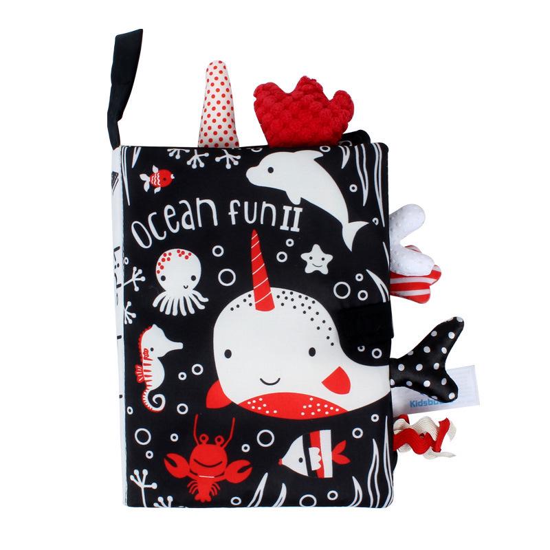 Multifunctional Tear-Proof Cloth Book: Educational Baby Rattle & Enlightenment Toy