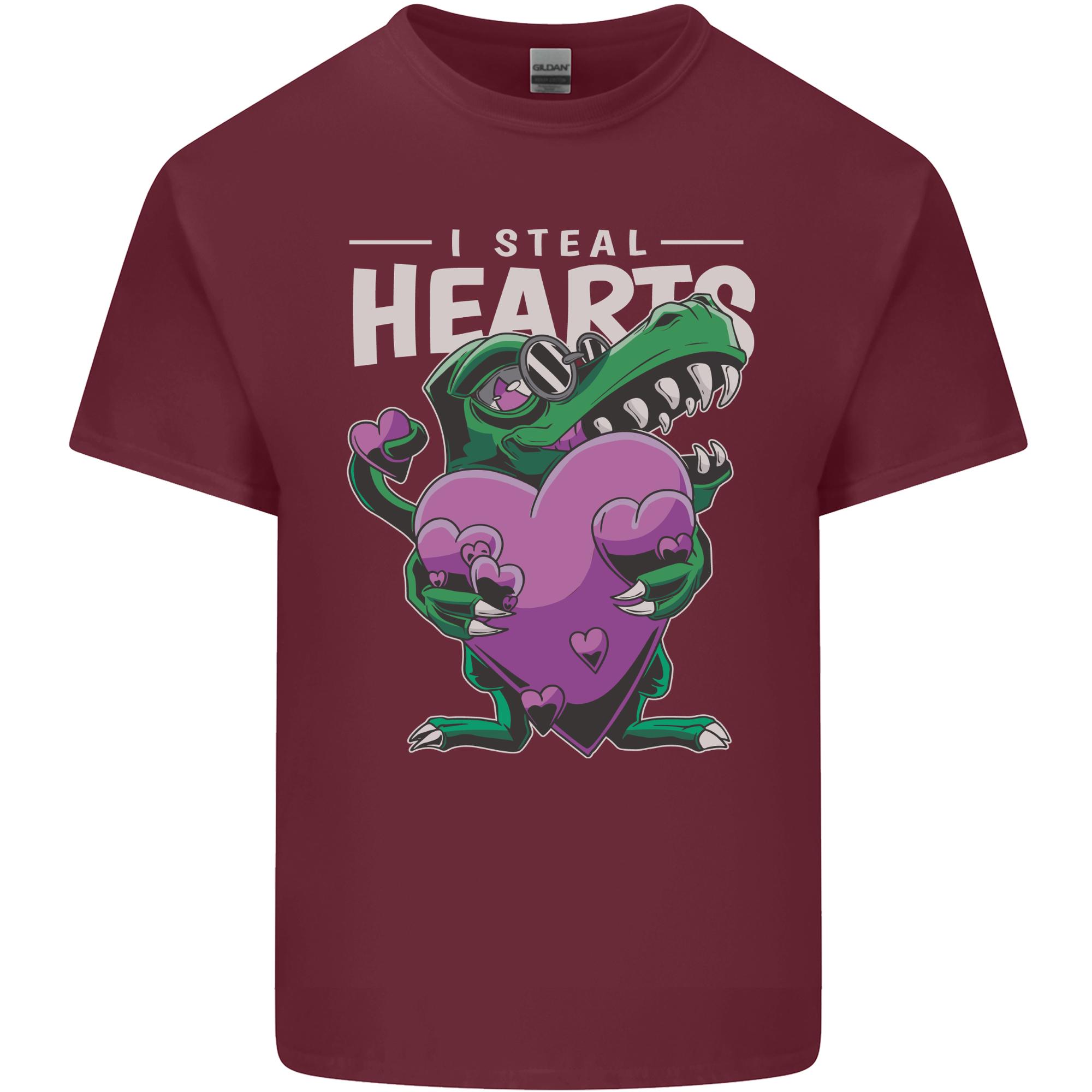 I Steal Hearts Funny TRex Dinosaur Unisexs Light Cotton TShirt S