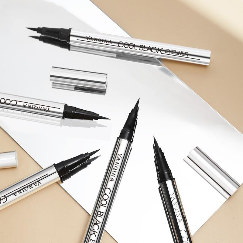 Yanqina Cool Black Eyeliner Flüssigstift, Schnelltrocknend Wasserdicht, Make-up Haltend und Wischfest Eyeliner