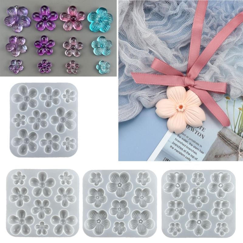 Five Petals Flower Silicone Mold Cherry Flower Epoxy Casting Mold Fragrant Gypsum Resin Mold for Car Pendant Ornament