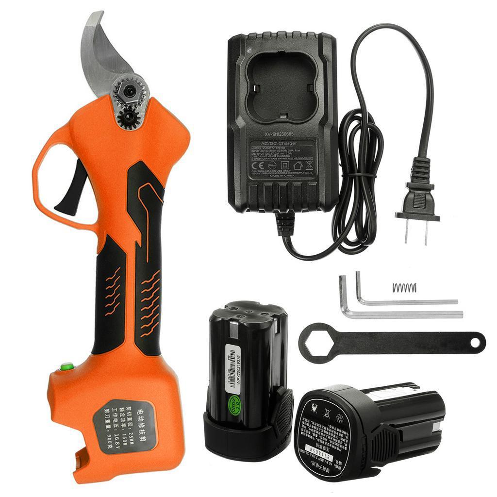 500W 16.8V Rechargeable Electric Pruning Scissors Pruning Shears Garden Pruner Secateur Branch Cutter Cutting Tool w/ 2x Battery