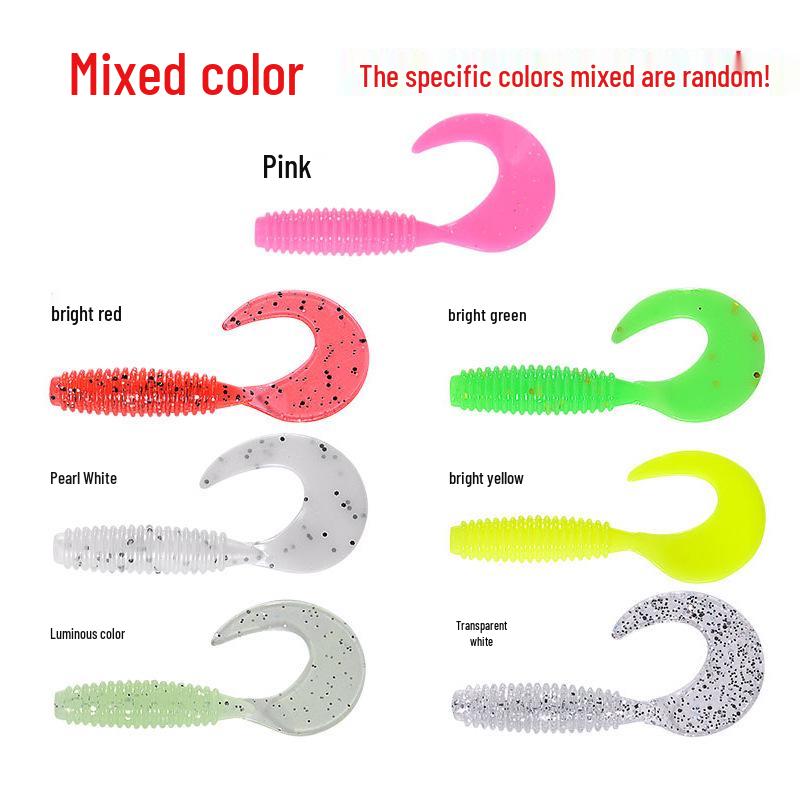 Japanese T-tail Soft Worm Jig Set: Long Cast Artificial Bait for Bass and Mandarin Fish with Curly Tail Lure