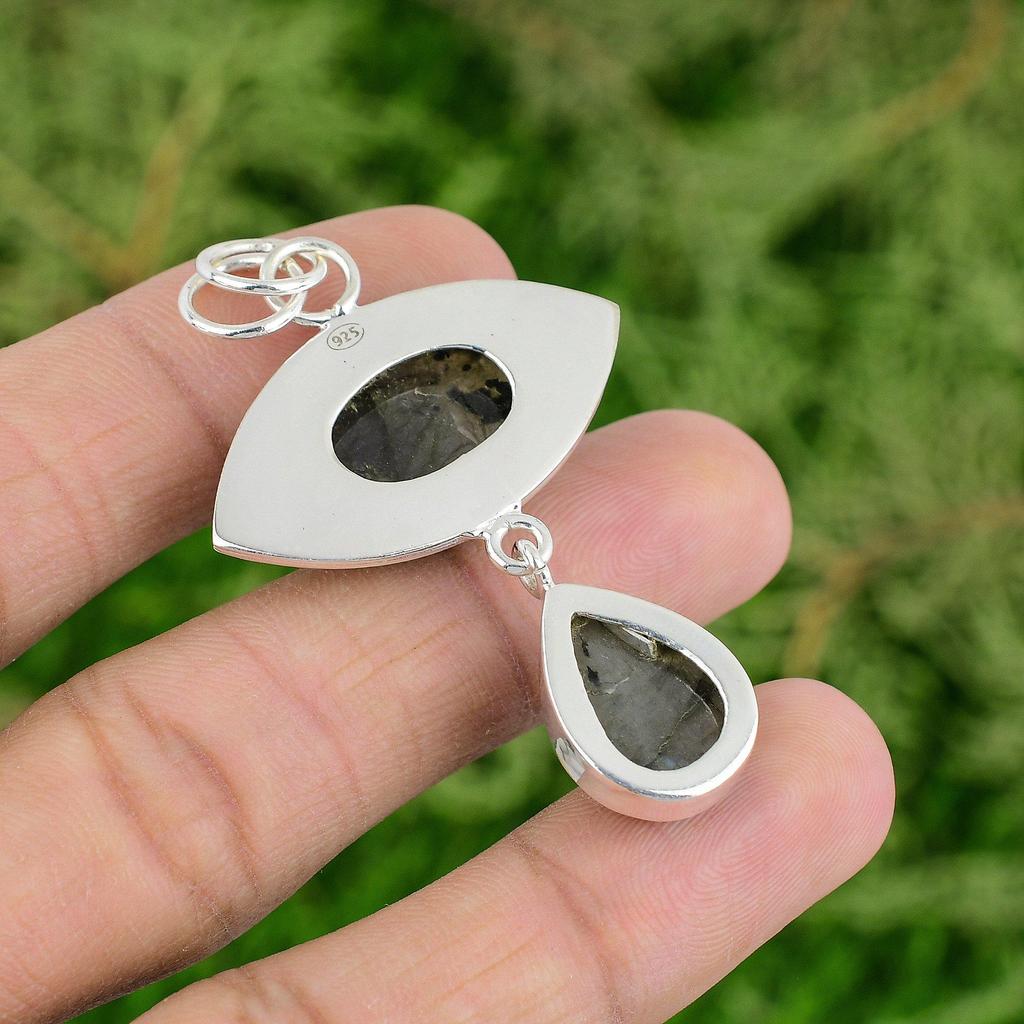 Wedding Gift For Her 925 Sterling Silver Natural Labradorite Gemstone Pendant