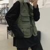 Multi Pockets Buckles Closure Tooling Vest Solid Color Sleeveless Thin Outdoor Cargo Waistcoat for Fishing