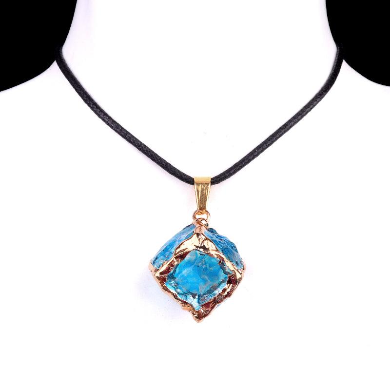 Fashion Rainbow Natural Stone Pendant Square Cube Rainbow Crystal Chakra Rock Pendants DIY for Earring Necklace Jewelry Making